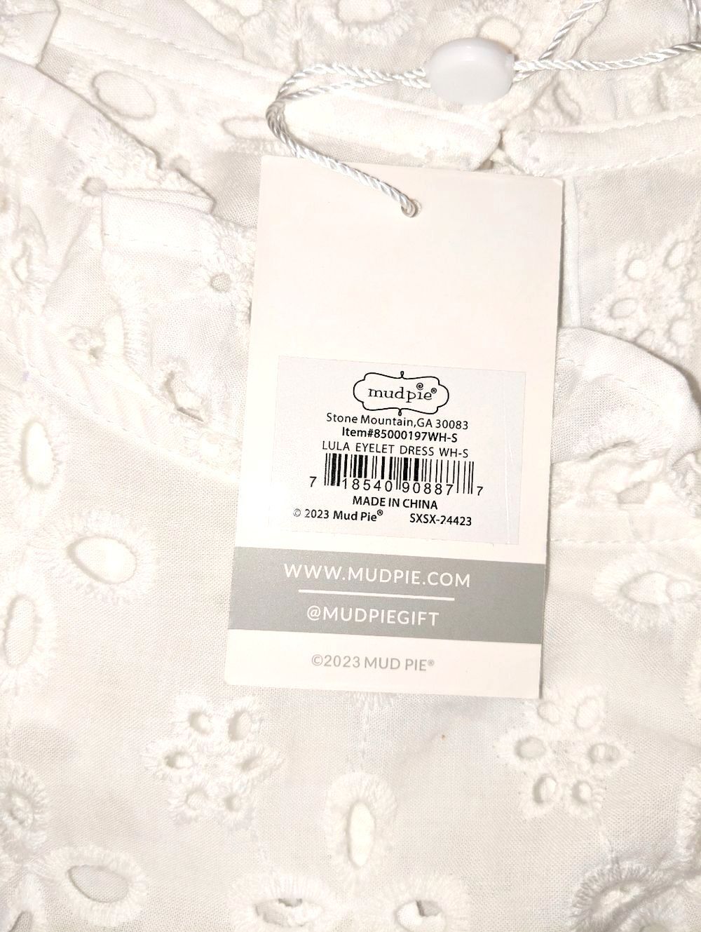 NWT MUDPIE Babydoll White Eyelet Lace Tiered Knee Length Ruffles Dress Small - Picture 6 of 6